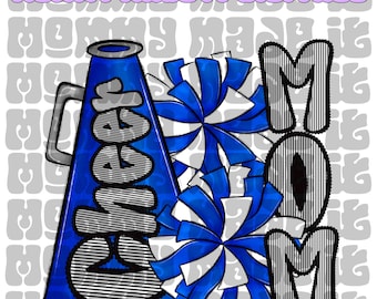 Mamá animadora PNG: Megáfono y pompones - Diseño deportivo (Descarga digital)