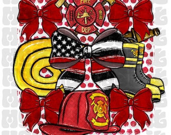Firefighter Wife Digital Design – Bow Coquette PNG (Digital Download)