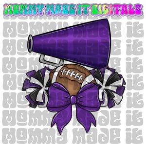 Football Cheer PNG: Purple Coquette Bow - Sublimation Design (Digital Download