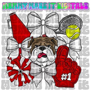 Red Bulldog Mascot PNG - Bulldogs Mascot DESIGN - Sports Digital Design Sublimation DTF Sports Spirit Wear Digital