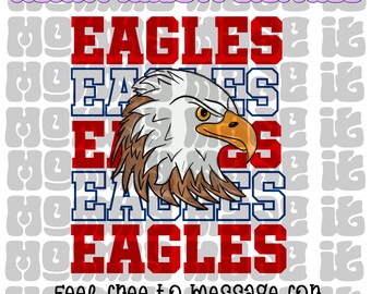 Red and Navy Eagles Mascot PNG: Coquette Bow Design (Digital Download
