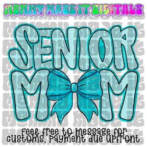 Senior Mom Coquette Bow PNG: Seersucker Alpha (Digital Design