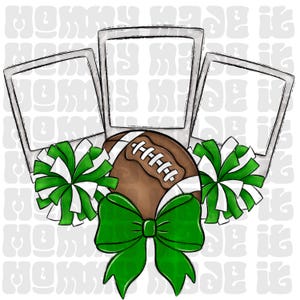 Green - Football Cheer - Football Digital PNG - Sports Digital Design Sublimation DTF  Spirit Wear Digital Cheerleading Coquette Bow