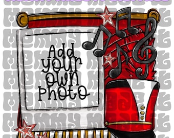 Marco de fotos PNG de la banda escolar: Colores del equipo rojo (Descarga digital, plantilla de Canva)