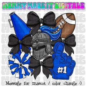 Blue Knights Mascot Digital Design | Coquette Bow PNG | Spiritwear Football PNG | Cheer Digital PNG | Blue SpiritWear Digital