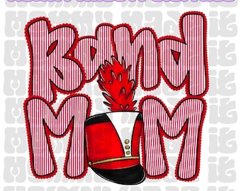 Mamá de la banda PNG: Diseño de ropa escolar roja y dorada (Descarga digital)