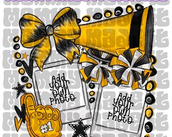 Cheetah Cheerleading PNG: Diseño fotográfico amarillo y negro (Descarga digital)