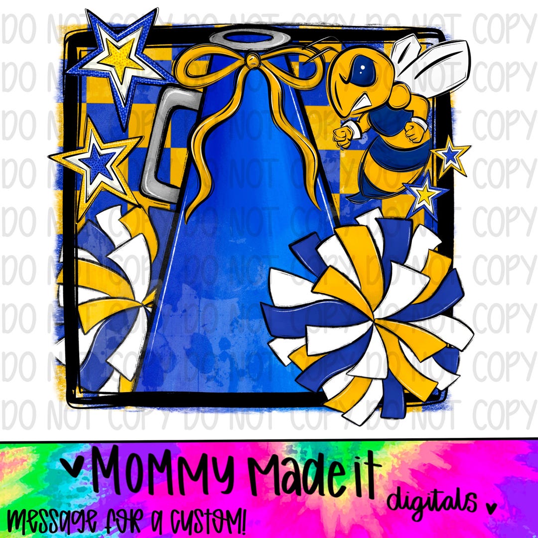 Yellow Cheer Pattern Yellow and Blue Cheer PNG: Yellow Jackets , Bow, Star, Mascot ...