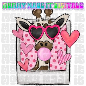 Girl Giraffe Png Giraffe Bubble Gum Giraffe Glasses Png Sublimation Design Digital Download