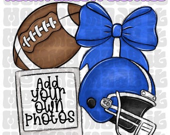 Royal Blue Football PNG: Sports Polaroid Frame (Digital Download)