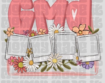 Handgezeichnete Blumen Oma PNG Floral GMA Fotorahmen PNG Muttertag Geschenk Digitaler Download)