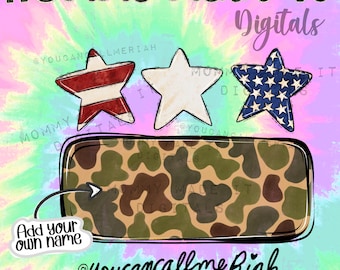 Red White And Blue Stars with Camo Name Plates Southern Style Design Png Stars and Stripes