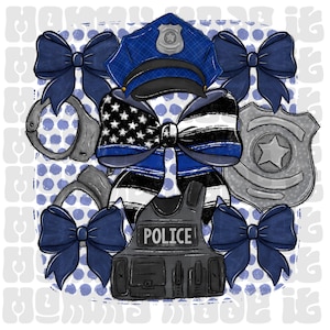 Police Digital design - Police Officer Wife - Wife design - Back the Blue Digital Sublimation DTF Digital Download | bow coquette