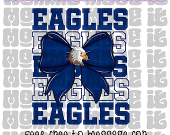 Eagles Mascot PNG: Navy Spirit Wear, Coquette Bow (Digital Design