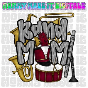 Band Mom PNG: Burgundy Maroon School Spirit Wear (Digital Design