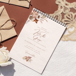 Terracotta Wedding Invitation -Rust Wedding -Boho floral Wedding-Modern Wedding-Minimalist Wedding-Printed Invitation -Boho Wedding template