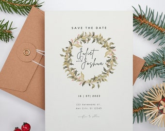 Greenery Save the Date Invitation,Floral save the date invite,Editable Invitation,Instant Download Template,Save Our Date,Canva template