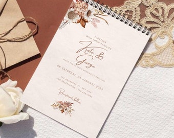 Terracotta Wedding Invitation -Rust Wedding -Boho floral Wedding-Modern Wedding-Minimalist Wedding-Printed Invitation -Boho Wedding template