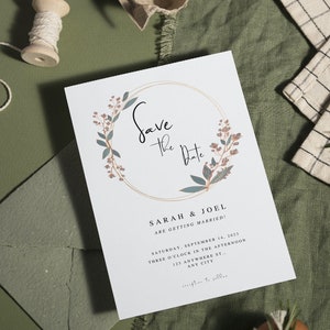 Floral Save the Date Invitation,Greenery save the date invite,Editable Invitation,Instant Download Template,Save Our Date,Canva template