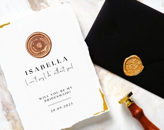 Gold wax seal Bridesmaid proposal card, will you be my bridesmaid card, maid of honor, bridesmaid proposal,I can't say i do without you