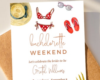 Tropical bachelorette Itinerary,Beach Bachelorette party invitation,Bachelorette party,Boho invite Party,Itinerary Party,Instant download