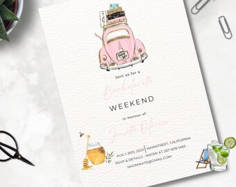Bachelorette Party invitation, Itinerary bachelorette template, minimalist bachelorette,Cocktail party invitation itinerary,Instant download
