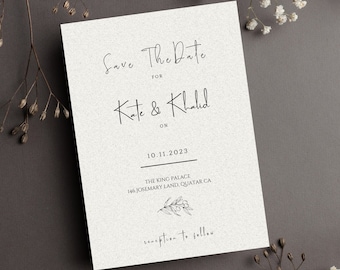 Minimalist Save the Date Template, Modern Save the Date Invite, Simple Save the Date, Save the Date Card, Editable save the date Template