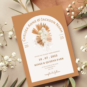 Boho Wedding Invitation Template,Terracotta Wedding Invite,Pampas Grass Wedding,Desert Wedding Invite,Rust Wedding Invite,Instant download