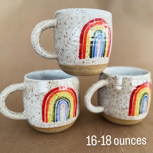 Hand-Painted Rainbow Stoneware Mug (16-18 oz) – Wheel Thrown Pottery