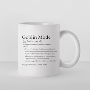 Personalisierte Beispiel Goblin-Modus Wörterbuch Definition Keramik Kaffeetasse 11 Unze