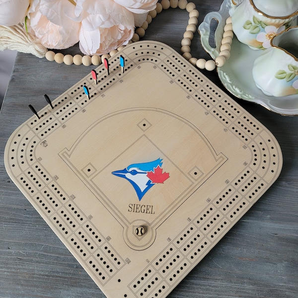 Blue Jays Baseball Cribbage Board