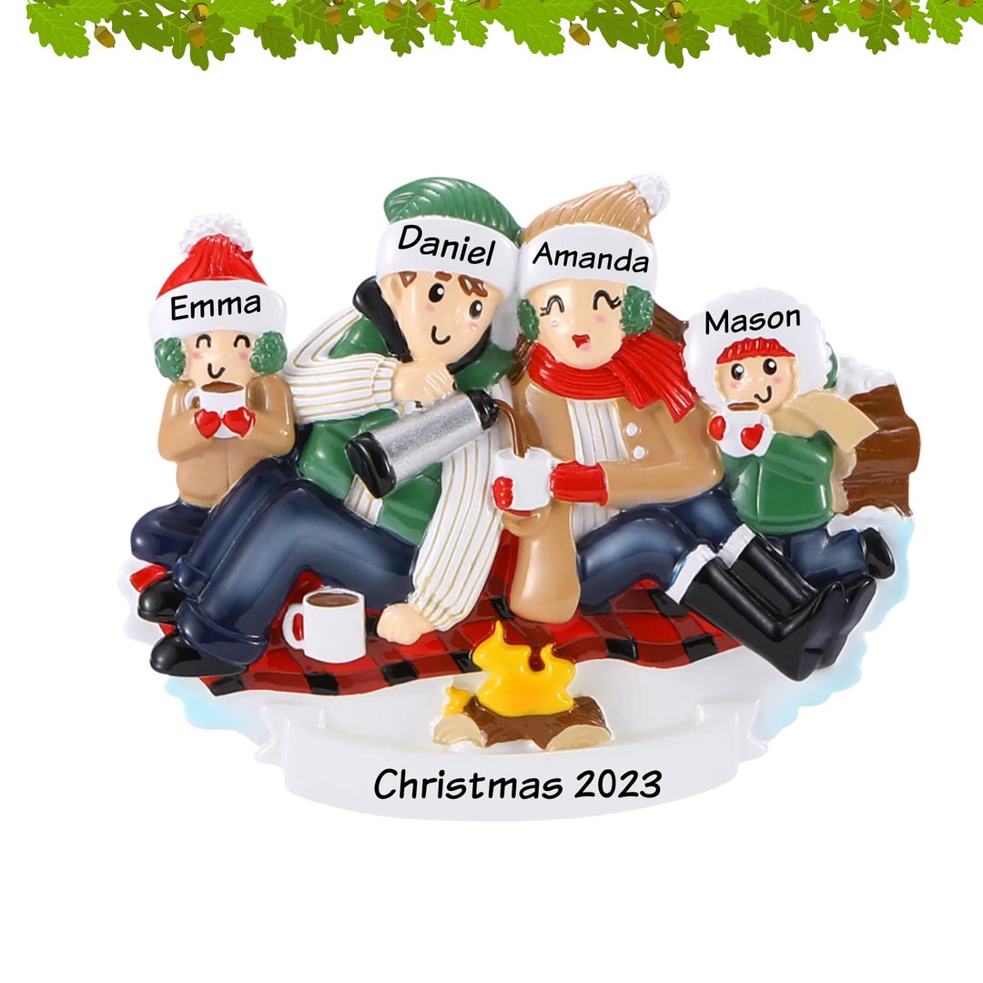 Christmas Picnic Family of 4 Ornament / Friends Ornament / Personalized