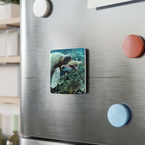 Sea Turtle Print Porcelain Magnet, Square