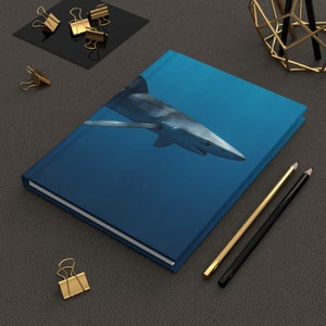 Blue Shark Print Hardcover Journal Matte