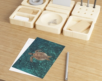 Cartes postales d'art à imprimé tortue de mer