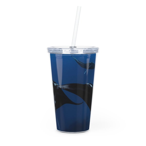 Manta Ray Plastic Tumbler with Straw