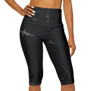 Shark Print Yoga Capri Leggings