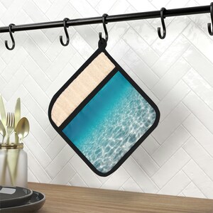 Ocean Print Pot Holder with Pocket