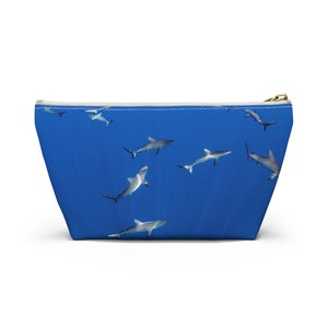 Shark Print Accessory Pouch w T-bottom