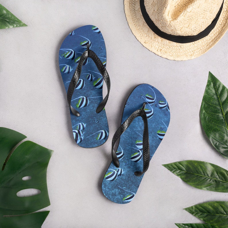 Tropical Fish Print Flip-flops - Etsy
