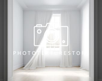 Photoshop Overlay, Texture overlay, Digital Backdrop, White room, Empty Room, Window Curtains