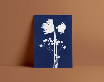 Cyanotype Vintage Floral Printable