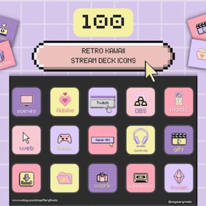 STREAM DECK Retro Kawaii Icons / Twitch / Streaming Assets / Adobe + mehr!