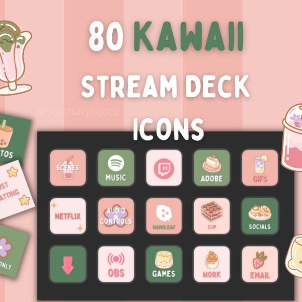 STREAM DECK Kawaii Icons / Twitch / Streaming Assets / Adobe + plus!