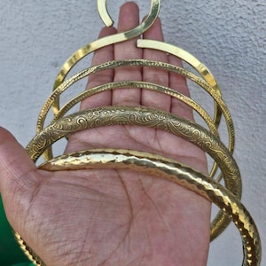 Gold Brass Choker: Elegant Boho Adjustable Necklace