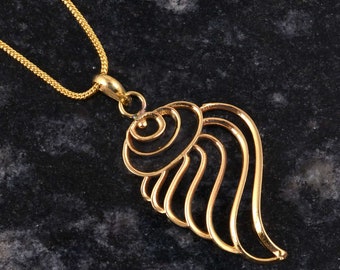 Dainty Brass Angel Wing Necklace: Memorial Jewelry Gift