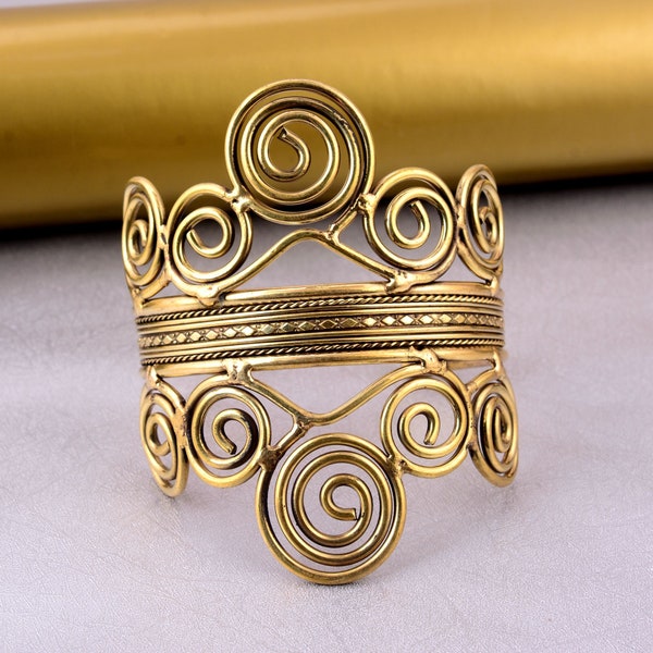 African style Upper arm Bangle cuff bracelet Jewelry, Gold Mandala Arm Band, Armlet, Brass Arm Cuff, Arm Band, Adjustable Arm Cuff