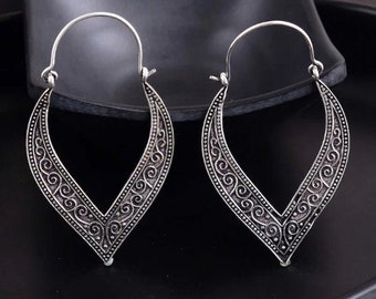 Large Gold Hoop Earrings: Indian Spiral Jewelry