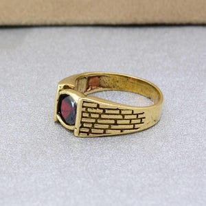 Oval Garnet Brass Ring: Chunky Statement Ring