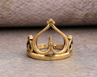 Gold Crown Ring, Wedding Band, Engagement Ring, Princess Ring, Promise Ring, Gold Band, Simple Gift, Gold Ring, Jewelry
